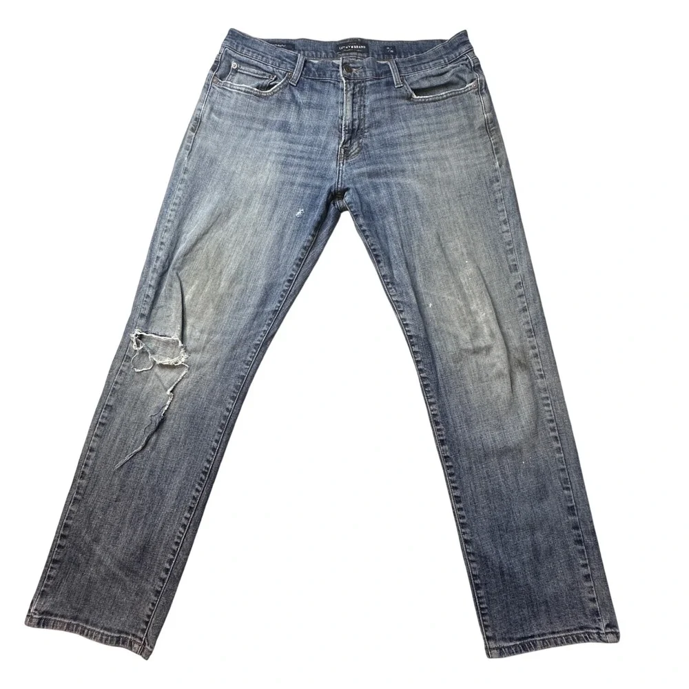 Lucky Brand Jeans Mens 36x32 (36x30)‎ Blue 221 Straight Distressed Denim 7MC1030
